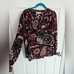 Loft floral Paisley keyhole blouse